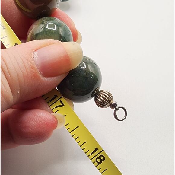 Artisan Gemstone Necklace Indian Agate Jasper Pearl w/ Sterling Clasp - Picture 8 of 8